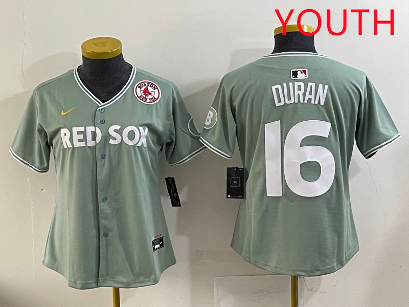 Youth 2025 Boston Red Sox #16 Duran Light Green Joint Name Nike MLB Jersey style 9